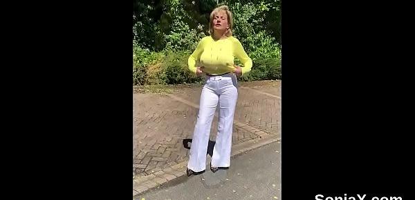  Unfaithful british mature lady sonia displays her giant tits